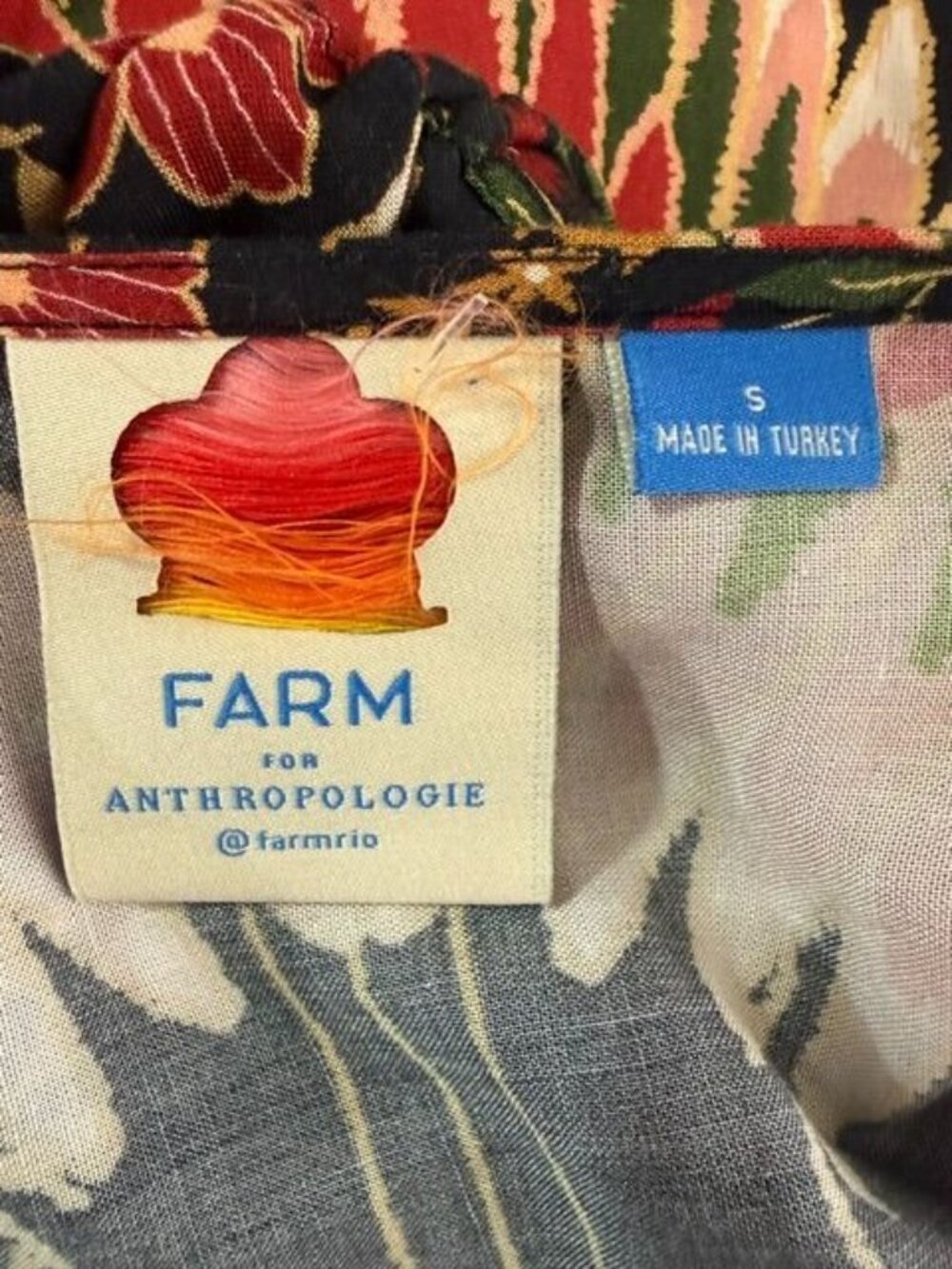 Farm Rio for Anthropologie Amorina Floral Tropical 3/4 Sleeve Maxi Wrap Dress Si - Picture 7 of 7